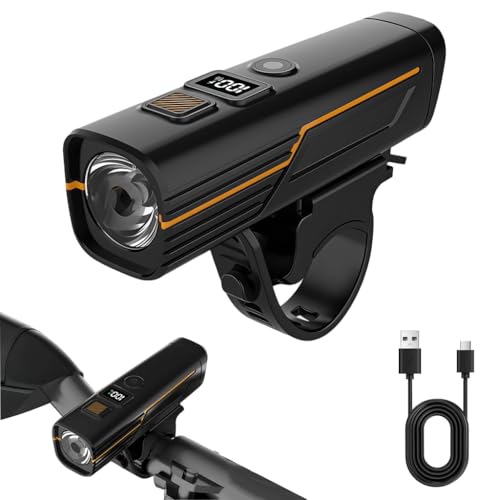 Image of Proberos Cycle Front Lights for Bicycle Riding, with Light Sensation & LCD Battery Display, USB Rechargeable Bike Light, Waterproof High Brightness LED Handlebar Light Night