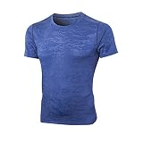 Celucke Kompressionsshirt Herren Kurzarm Funktionsshirt Einfarbig Fitness Shirt Männer Laufshirt Muskelshirt Atmungsaktiv Schnelltrocknend Sportshirts für Fitness Training Jogging (Blau, M)