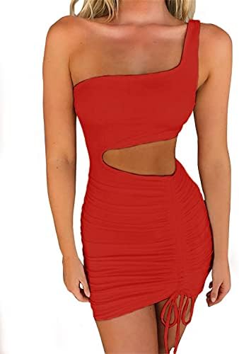 Shoulder Cutout Ruched Bodycon Mini 