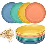 Benestanti Wheat Straw Dinner Plates - 10 Inch Unbreakable Dinner Plates Set of 8 - Dishwasher & Microwave Safe Plastic Plates Reusable - Lightweight Plates for kitchen,camping (Colorful Series)