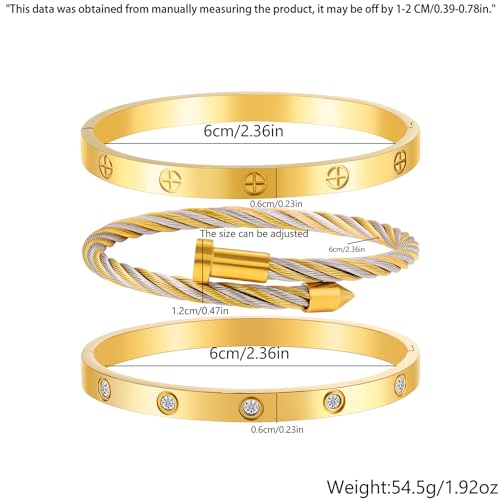 Camhanno Gold Bracelets for Women - Stackable Bangles with Love & Friendship Theme - Stainless Steel Jewelry Gift for Her - Image 6