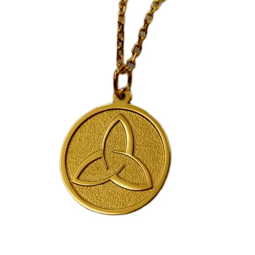Collier pendentif pièce gravée nœud de la Trinité cadeau mixte