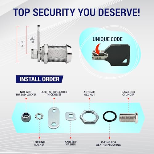 LATCH.IT 1-1/8” RV Storage Locks 10‑Pack | RV Storage Door Latch, Utility Cam Lock with 20 Keys | 100% Metal RV Compartment Locks | Check Fitment Image Before Purchasing