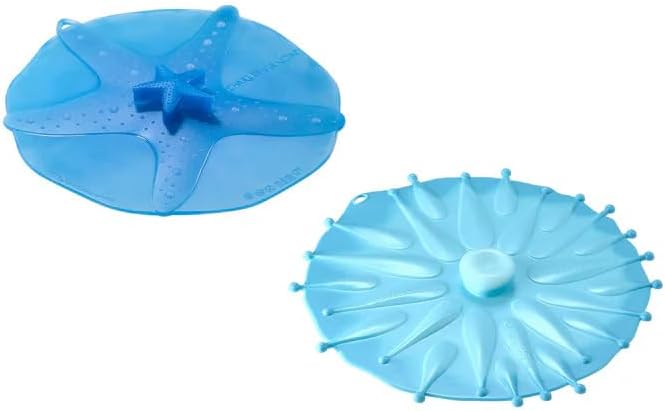 Miniatura 2 de Charles Viancin - Tapa de silicona costera para almacenamiento de alimentos - Fundas para bebidas de estrellas de mar y anémona - Juego de 2 - Crea