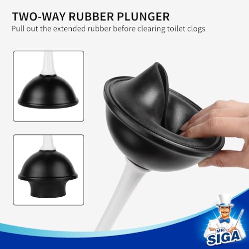 MR.SIGA Toilet Plunger and Bowl Brush Combo for Bathroom Cleaning, White, 1 Set - Image 4