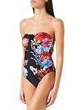 trajes de baño dama falabella Buen soporte en el pecho Desigual Swim_Aurora Traje de baño de una Pieza, Negro, XL para Mujer