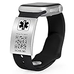 Theluckytag Medical Bracelets with QR Code for Women Medical Alert Id Bracelet - Sterling Silver Chain 7''-9'' - More Space Custom Emergency Medical ID Info (iWatch Medical Alert Tag-Silver)