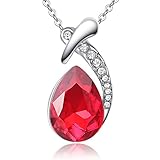 Collar para mujer de plata de ley 925 con colgante multicolor gota cristal Bling Collier,Niñas Mujeres Moda Cadena en Y Joyas Regalos, Plata