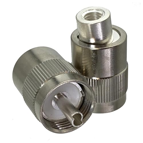 Conector UHF macho PL259 para soldar en cable coaxial RG58 y LMR195 acabado plateado