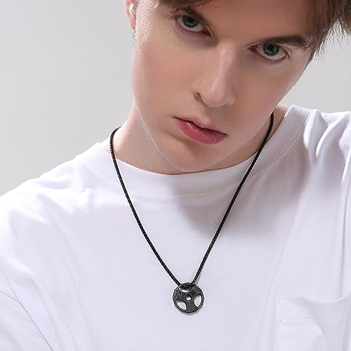 AILUOR Men Women's Dumbbell Pendant Necklace Stainless Steel Couples Barbell Pendant Fitness Gym Sports Dumbbell Weight Lifters Barbell Chain Jewelry4