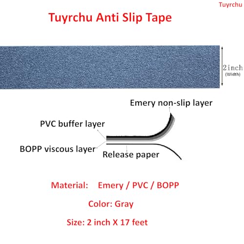 Image of Anti Slip Tape 2 Inch Wide, Waterproof Grip Adhesive Heavy Duty High Traction Friction for Indoor /Outdoor Steps (17 Ft /Gray).