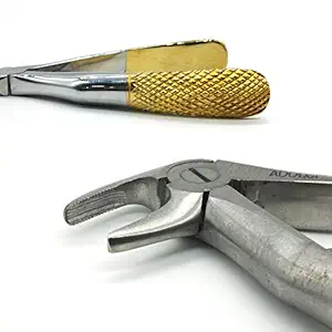 ADDLER DENTAL FORCEPS PEDO CHILDREN LOWER MOLARS EASY GRIP, NO SLIP, NO RUST, FORCEP NO. 565 GOLD. LIFE TIME ANTI RUSTING WARRANTY.