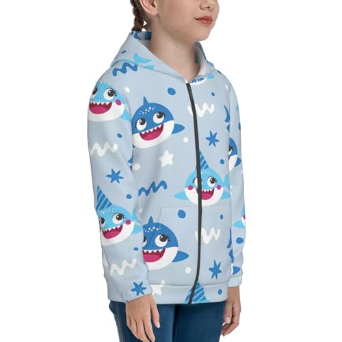 Cute Shark 1 Kids Pullover Hoodies Boys Zip Up Sweatshirts Girls Athletic Clothes with Pocket4