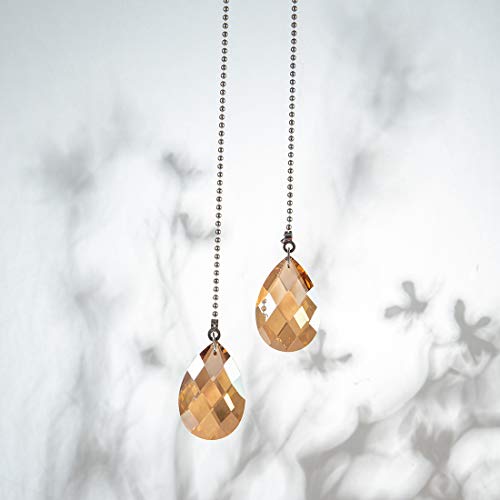 Image of 2 PCS Crystal Champagne Prism Drop Ceiling Fan Pull Chain Extender Decorative Switch