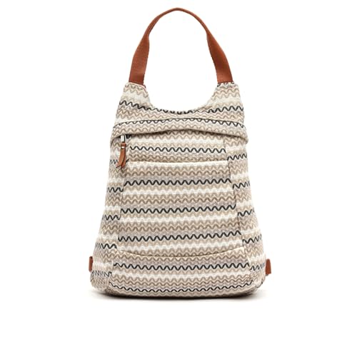 MISAKO Tarvos mochila antirrobo con estampado jacquard Mujer - Tarvos Beige 36x33x16cm