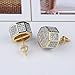 TOPGRILLZ 925 Sterling Silver Iced out Men and Women 14k Gold Square Kite Screw Back Hypoallergenic Stud Earrings with Simulated Diamond (Octagon Gold)