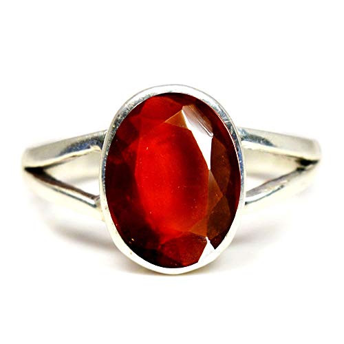 Bague hessonite naturelle argent 925 de haute joaillerie artisanale