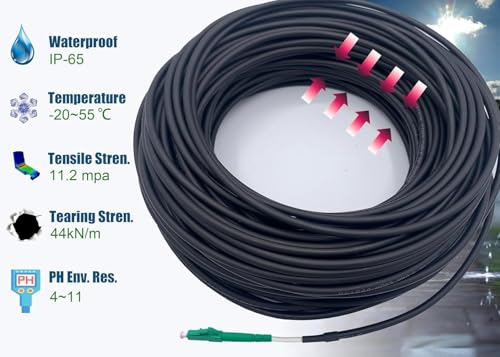 Elfcam® -35m Zewnętrzny kabel światłowodowy LC/APC do LC/APC OS2 Simplex pojedynczy kabel o średnicy 5,0mm, 35 metrów
