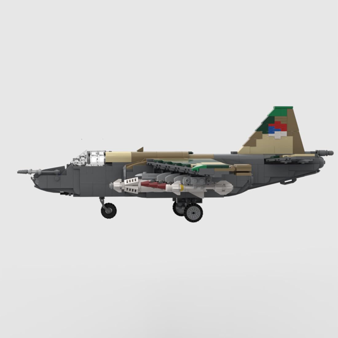 Generisch Modello di aereo multiuso da montare con blocchi,MOC-183169 SU-25K aereo da combattimento – tema militare, set di blocchi da costruzione, regali per appassionati militari (1079 pezzi)
