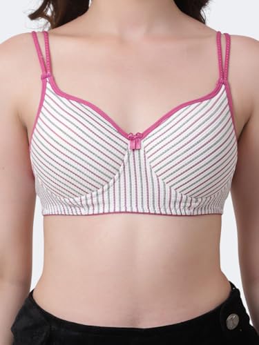Image of Women's Cotton Blend Lightly Padded Wirefree T-Shirt Bra Combo (Pack of 3)