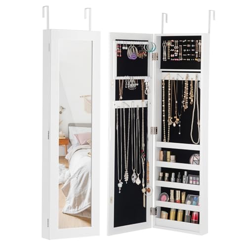 HOMGX 2-in-1 LED Mirror Jewelry Cabinet, 42
