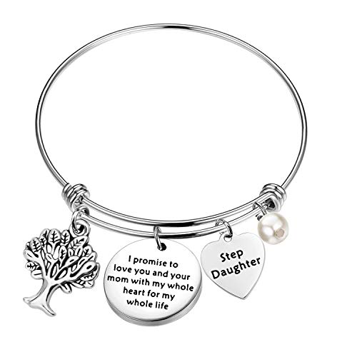 bobauna Stepdaughter Bracelet I Promise To Love Your Dad/Mom With My Whole Heart Wedding Bridal Gift For Daughter in Law From Stepmom Stepdad