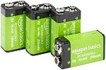 Amazon Basics 9V Cell Rechargeable Batteries 200mAh Ni-MH, 4-Pack