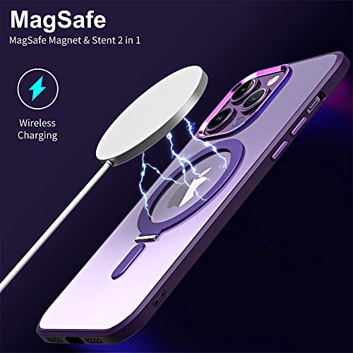 Coque transparente iPhone 13 avec support invisible et charge magnétique bleu ciel