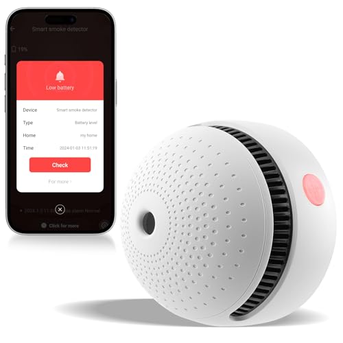 1-Pack Smart Smoke Detector,Wi-Fi Smoke Detector with Smart Life App