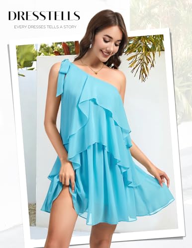 Image of DRESSTELLS Women's Cocktail Party Dress for Wedding Guest, Summer Beach Vacation Aline Tiered Short Dresses