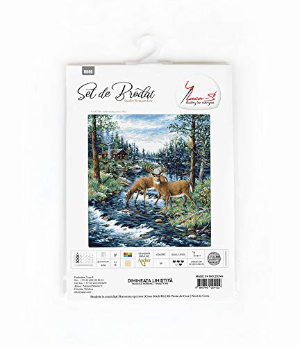 Image of AllAboutEmbroideryUA Counted Cross Stitch kit Peaceful Morning Luca-s B606 Size: 13.33 x14.56 in / 34 x 37 cm Animals Deer Needlepoint Cross Stitch Kits