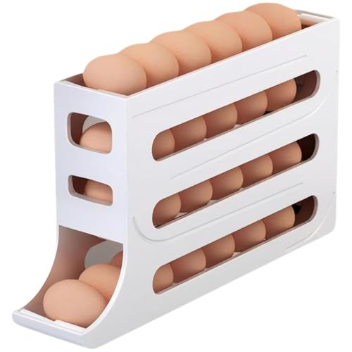 Distributeur D'œufs Pour Réfrigérateur, Rangement Oeufs Frigo,Rouler Automatiquement La Boîte À Œufs À 4 Niveaux,rangement Frigo, Distributeur Oeufs,...