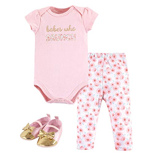 Image of Little Treasure Unisex Baby Cotton Bodysuit, Pant and Shoe Set