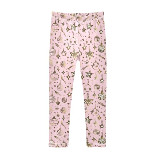 senya Girls Printed Leggings Yoga Pants Pink Christmas Light Pattern for Kids in 4t to 10 Years, 4T