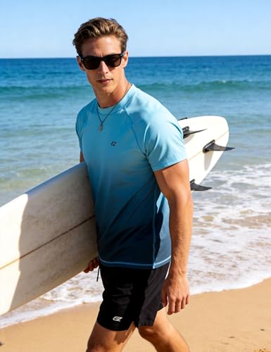 Image of Men's Swim Shirts Rash Guard UPF 50+ UV Sun Protection T-Shirt Quick Dry Fishing Beach T Shirts