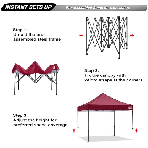 Image of ABCCANOPY Patio Pop Up Canopy Tent 8x8 Commercial-Series (Burgundy)