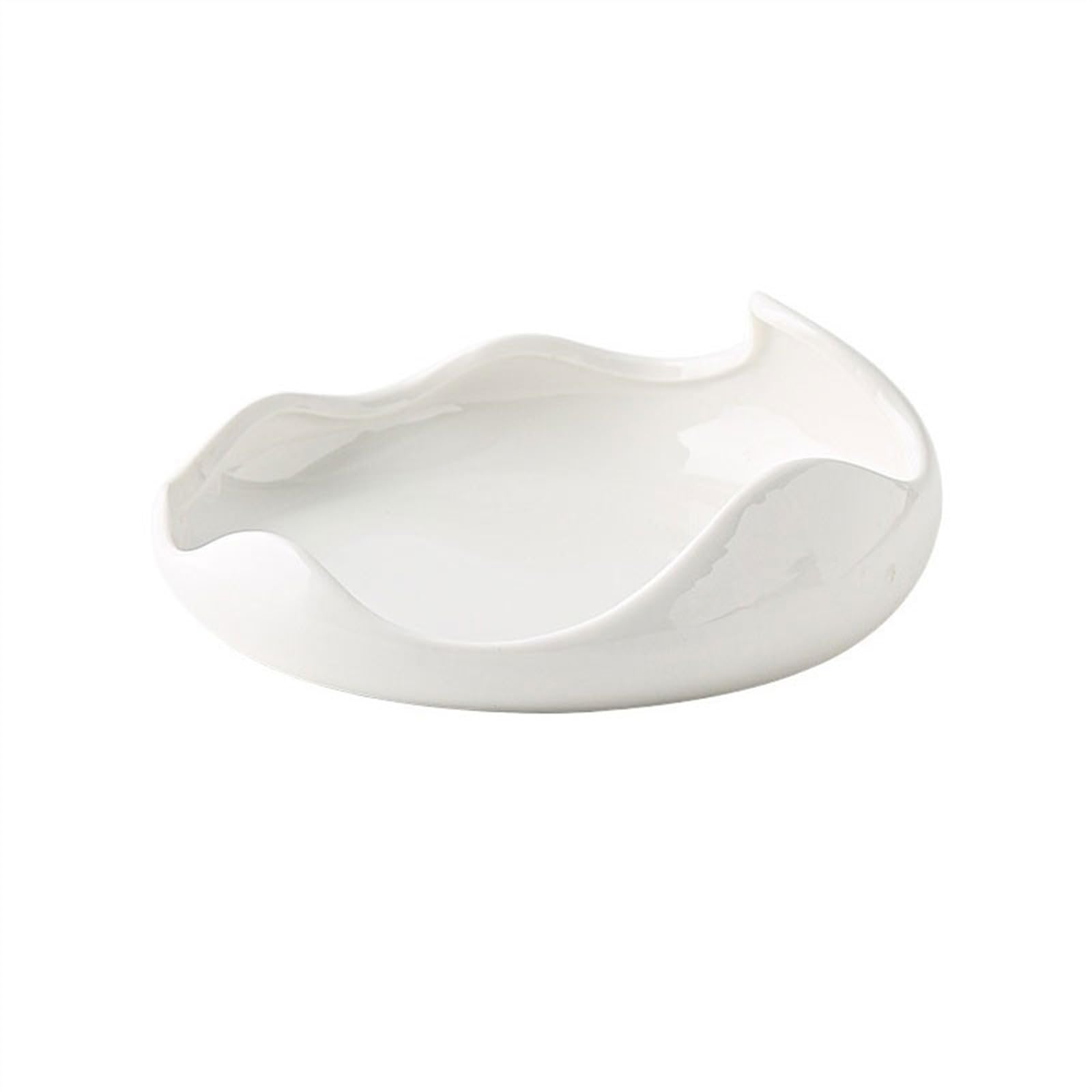 HPTHLY Plate White Irregular Ceramic Plate Household Shallow Plate Cold Dish Plate Special Hotel Tableware Restaurant Dessert Dinner Plate Dessert Plate (M)