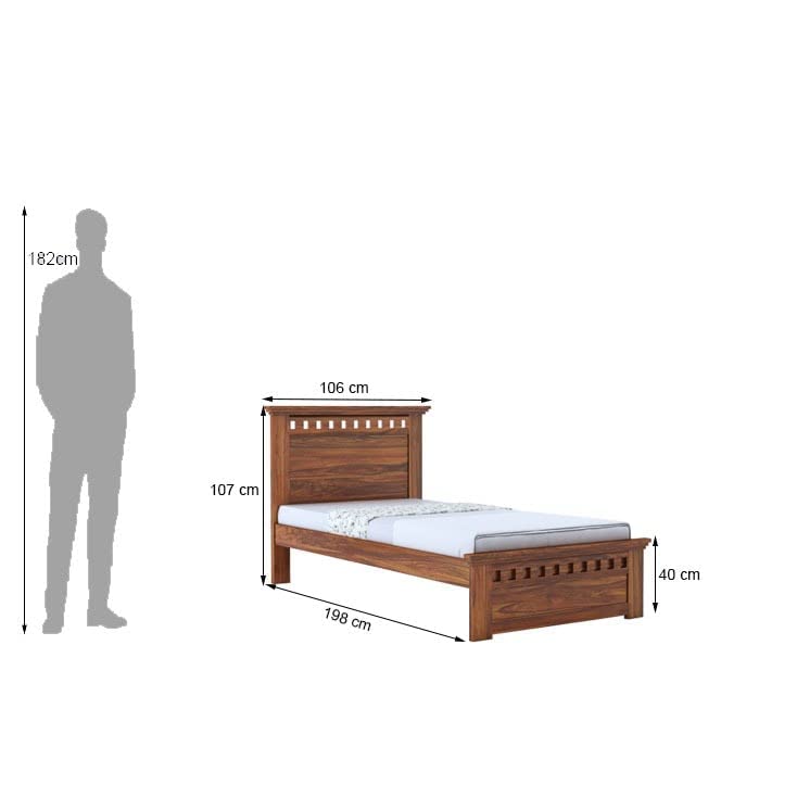 Image of Ganpati Arts Solid Sheesham Wood Armania Single Size Bed Without Storage for Bedroom Living Room | Wooden Palang for Home and Hotel (Natural Finish)