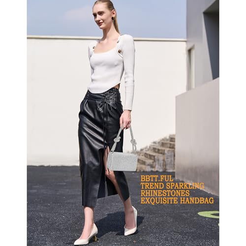 Image of BBTT.ful Rhinestone Evening Handbags Sparkling Crystal Purse Daily Casual Shoulder Bag