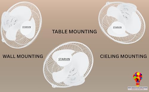 Image of STARVIN Wall Mounted Fan High Speed Wall Fan for Home & Kitchen Compact Size,Adjustable Tilt,Low Noise Small Wall Fan for Office, Shop & Utility Area - EVTS (DELUXE 12 inch cabin White, 12 Inch DX)