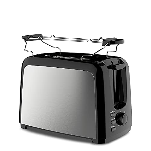 Slabo Toaster Edelstahl Automatik mit Brötchenaufsatz, Röstaufsatz, Defrost Funktion, Stopp-Taste, 5 Stufen - 750W…