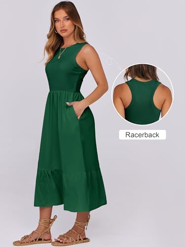 Image of ANRABESS Women Midi Dresses 2026 Summer Casual Sleeveless Sundress High Neck Tank Top Racerback Flowy Beach Dress ＆ Pockets