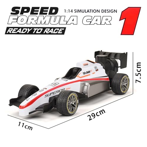 Image of VGRASSP 1:14 Scale High Speed F1 Formula Racing Car Toy for Kids with Joystick Remote Control and Rechargeable Battery for Car - LED Lights, 2 WD Smokey Mist Spraying Car - Multicolor