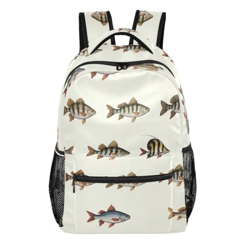Sac à dos école beige Poisson Mignon taille S pour garçons et filles