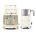 Smeg DCF02US 50's Retro Style Drip Filter - Cafetera con espumador de leche Smeg MFF01 (crema)