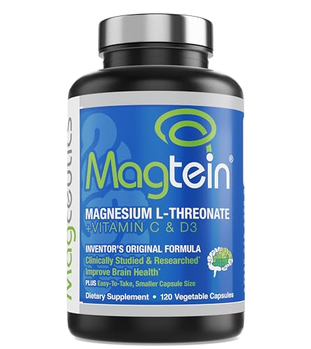 Magceutics Magtein Magnesium L-Threonate to Improve Cognition Focus Memory Sleep Quality and Brain Health with Small Caps - 120 Vegetable Capsules