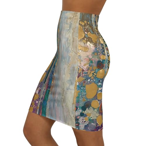 Klimt Abstract Pencil Skirt, Stylish Women's Skirt, Mid-Waist Skirt for Parties, Art-Inspired Fashion3