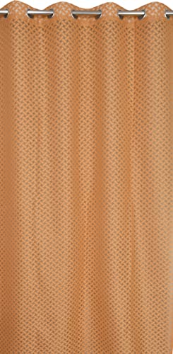 Image of Sheer Net Semi Transparent Home Decor Curtains for Living Room, Balcony Doors and Windows Panel, Parda, Eyelets Hanging, Chiku Brown Criss-Cross, 4 x 5 Feet, Pack of 2