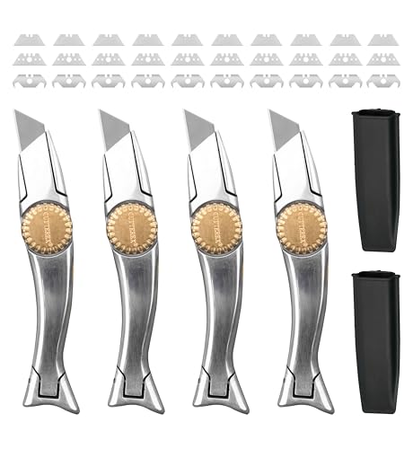 CUTTEREX Heavy Duty SharkKnife VinylKnife UtilityKnife Roofing Knife Delphin Dolphin Carpet Knife 4pcs Knives & 30 Blades