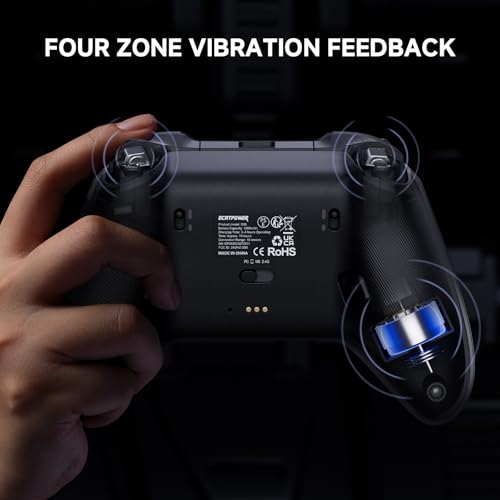 Image of ECHTPower Wireless Game Controller for PC /Switch /Android /iOS, PC Gaming Controller with TMR Hall Joysticks /Dual Trigger, 4-Motor Vibration, ABXY Swap, Turbo /Back Buttons /1200mAh